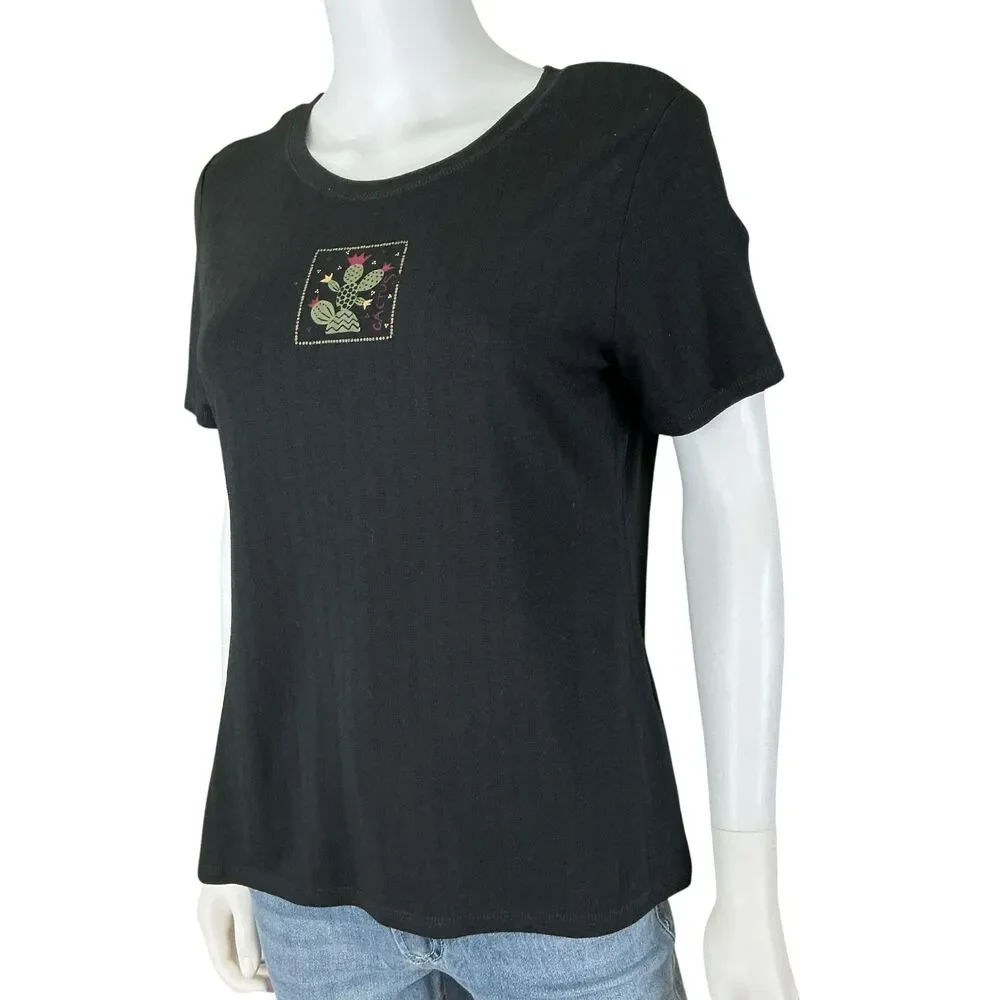 Gudrun Sjoden Cactus Graphic Tee Shirt Top Women's M Short Sleeve Crew BOHO Art - Picture 4 of 12